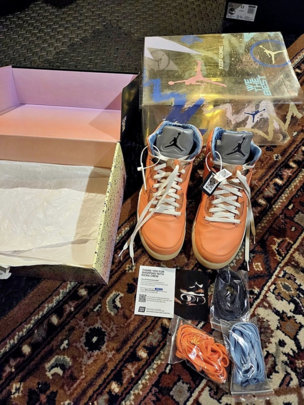 Nike Air Jordan 5 Retro Sneakers Orange & Blue US 13